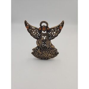Brass Angel Tea Light Holder With‎ Amber Stones